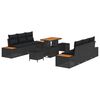 vidaXL Conjunto de Sof&aacute; de Jardim 9 unid. 8-N&uacute;mero de lugares Preto