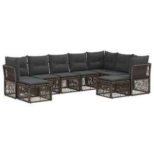 vidaXL Conjunto de Sof&aacute; de Jardim 9 pcs Cinzento vime PE