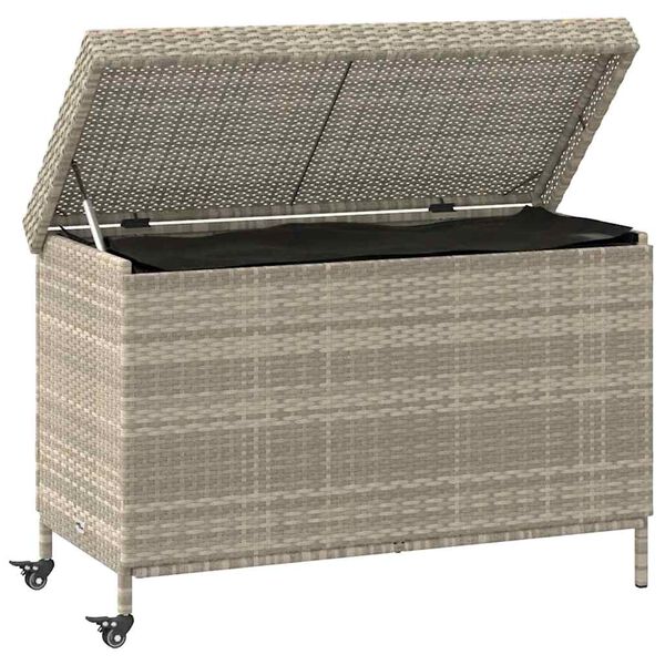 vidaXL Caixa de arrumação com rodas 110x55x73 cm vime PE cinza-claro