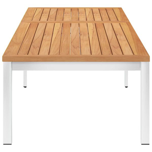 vidaXL Espregui&ccedil;adeira c/ almofad&atilde;o teca maci&ccedil;a e a&ccedil;o inoxid&aacute;vel