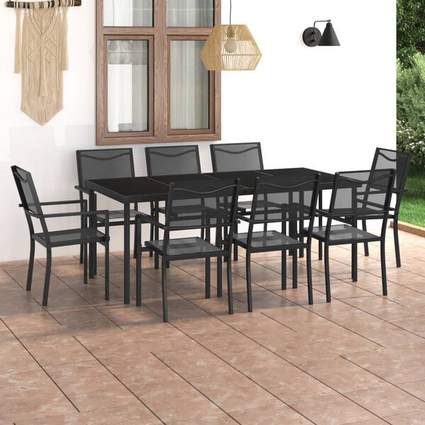 vidaXL 9 pcs conjunto de jantar para exterior a&ccedil;o