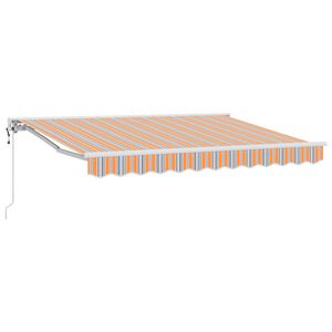 vidaXL Toldo Retr&aacute;til Azul e Laranja 350 x 200 cm Alum&iacute;nio e Tecido