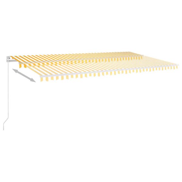 vidaXL Toldo retrátil manual com LED 600x300 cm amarelo e branco