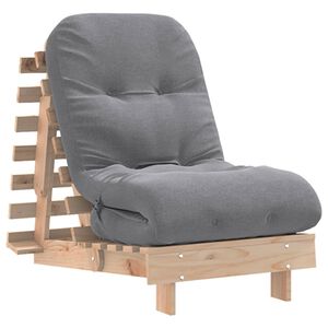 vidaXL Sof&aacute;-cama futon com colch&atilde;o 60x206x11 cm madeira pinho maci&ccedil;a