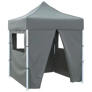 vidaXL Tenda dobr&aacute;vel profissional festas 4 paredes 2x2m a&ccedil;o antracite
