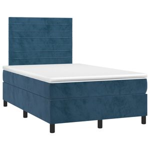 vidaXL Cama boxspring com colch&atilde;o 120x190 cm veludo azul-escuro