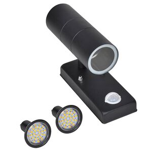 vidaXL Candeeiro LED de parede forma cilindro com sensor a&ccedil;o preto