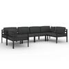 vidaXL 6 pcs conjunto lounge jardim com almofad&otilde;es alum&iacute;nio antracite