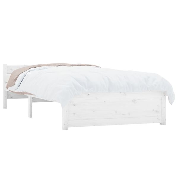 vidaXL Estrutura de cama solteiro 90x190 cm madeira maciça branco