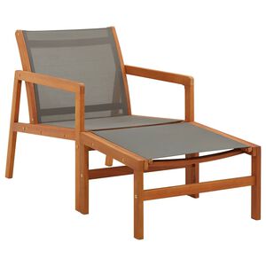 vidaXL Cadeira de jardim c/ apoio p&eacute;s eucalipto maci&ccedil;o/textilene cinza