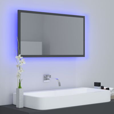 vidaXL Espelho de casa de banho c/ LED 80x8,5x37 cm acrílico cinzento