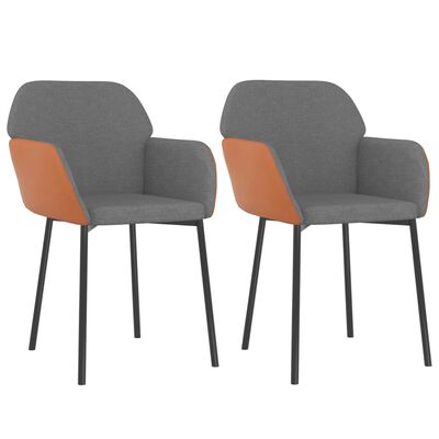 vidaXL Cadeiras de jantar 2 pcs tecido/couro artificial cinzento-claro