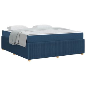 vidaXL Estrutura da Cama com colch&atilde;o Azul 180 x 200 cm tecido