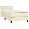 vidaXL Cama box spring c/ colch&atilde;o/LED 80x200 cm couro artificial creme