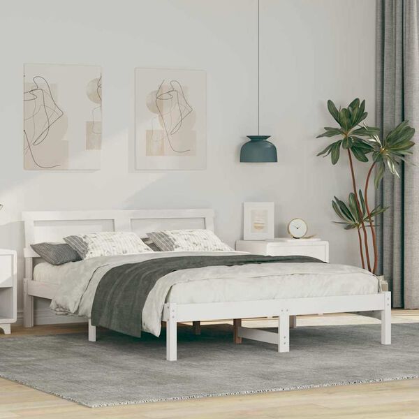vidaXL Estrutura da Cama Branco 140 x 190 cm Madeira de pinho maci&ccedil;a