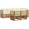 vidaXL Conjunto de Sof&aacute;s para Exterior 7 unid. Natural e Creme