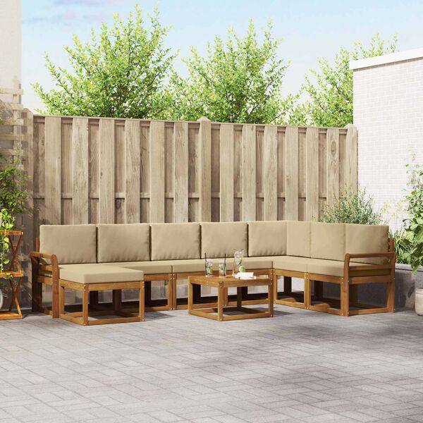vidaXL Conjunto de Sof&aacute;s para Exterior 9 pcs Natural e Bege