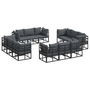 vidaXL Conjunto de Sof&aacute; de Jardim 12 unid. Preto Metal