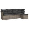 vidaXL 5 pcs conjunto sof&aacute;s de jardim c/ almofad&otilde;es vime PE cinzento