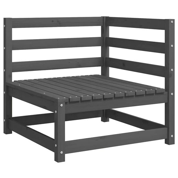 vidaXL Sofá de jardim 2 lugares com almofadões pinho maciço cinzento