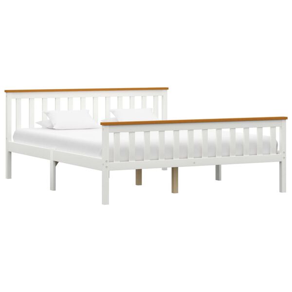 vidaXL Estrutura de cama com 4 gavetas 160x200 cm pinho maci&ccedil;o branco