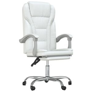 vidaXL Cadeira de escrit&oacute;rio reclin&aacute;vel couro artificial branco