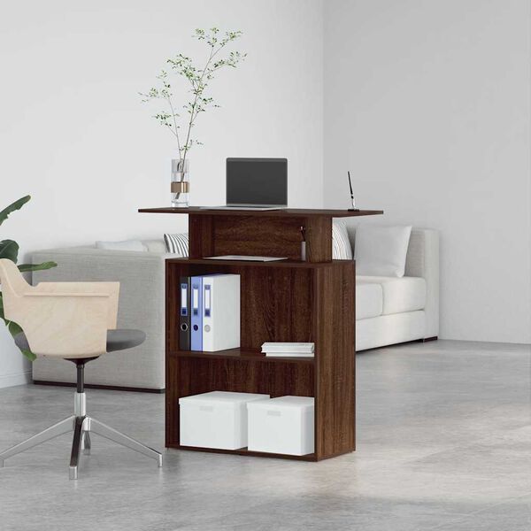 vidaXL Balc&atilde;o de recep&ccedil;&atilde;o 100x40x104 cm madeira carvalho castanho