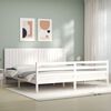 vidaXL Estrutura de cama com cabeceira 200x200cm madeira maci&ccedil;a branco