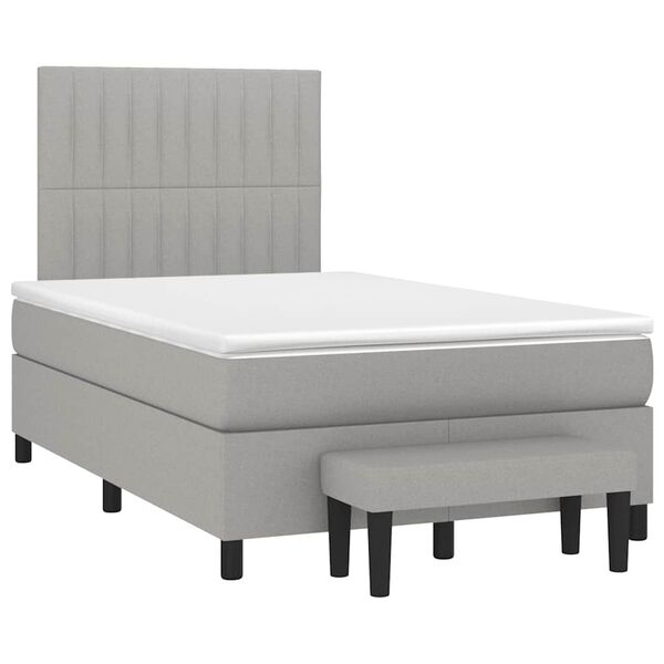 vidaXL Cama boxspring com colch&atilde;o 120x190 cm tecido cinzento-claro