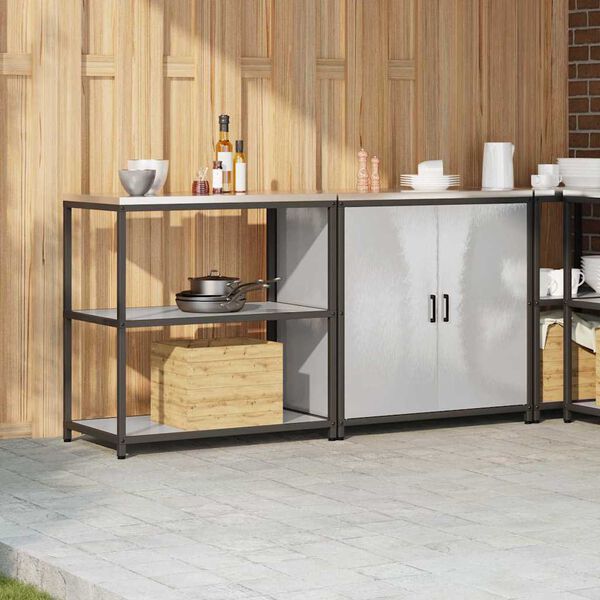 vidaXL Conjunto de Armazenamento de Cozinha com porta 2 pcs Prateado