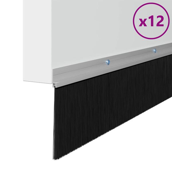 vidaXL Selos de Escovas para Porta com Parafuso 12 pcs Prateado 100 cm