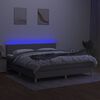 vidaXL Cama box spring c/ colchão e LED 180x200 cm tecido cinza-claro