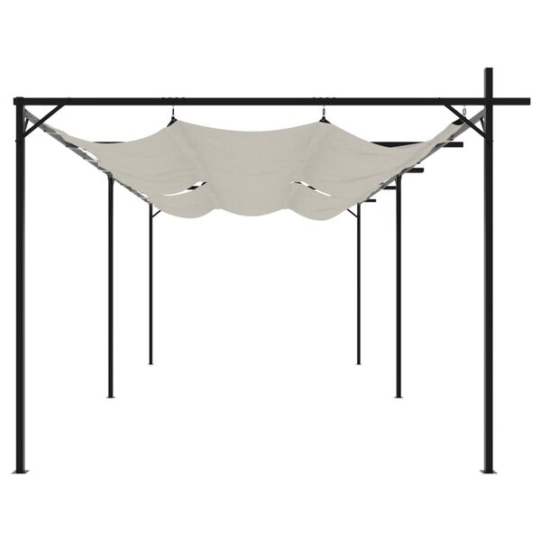 vidaXL P&eacute;rgola com toldo retr&aacute;til 589x292x230 cm cor creme