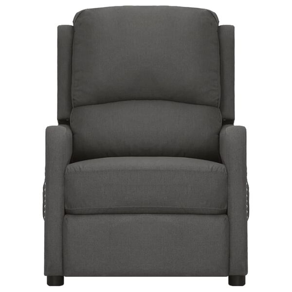 vidaXL Poltrona de massagens elevatória tecido cinzento-escuro