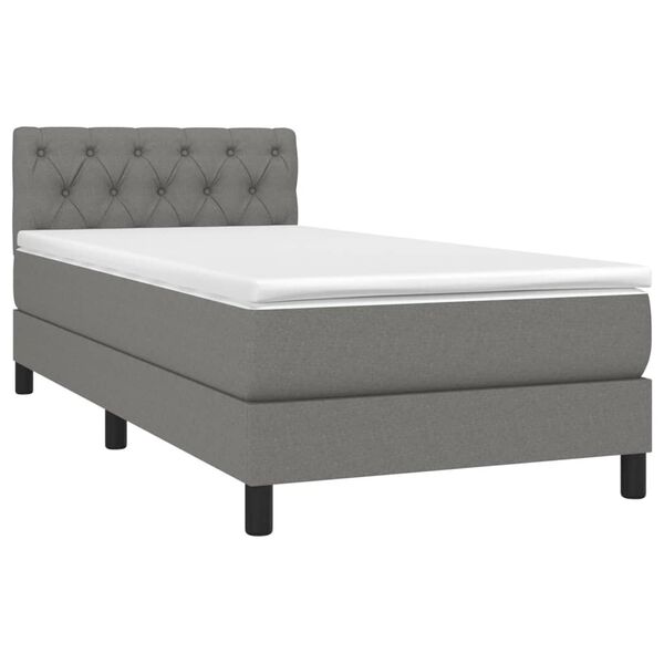 vidaXL Cama box spring c/ colch&atilde;o e LED 80x200 cm tecido cinza-escuro