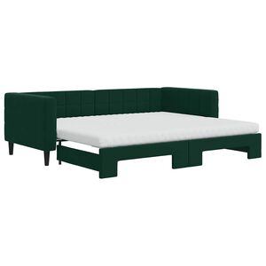 vidaXL Sof&aacute;-cama c/ gavet&atilde;o e colch&otilde;es 90x200cm veludo verde-escuro