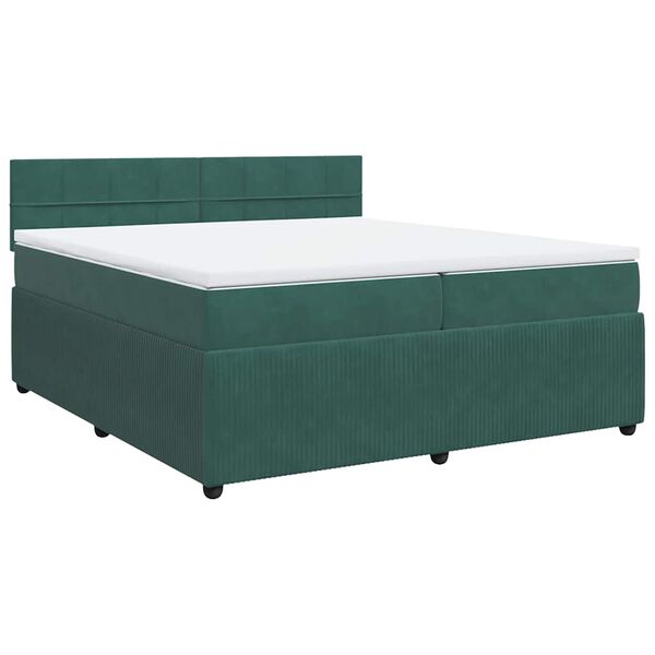vidaXL Cama com molas/colch&atilde;o 200x200 cm veludo verde-escuro
