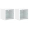 vidaXL M&oacute;veis de parede p/ TV com luzes LED 2 pcs 30x28,5x30 cm branco