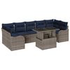 vidaXL Conjunto de Sof&aacute; de Jardim 8 unid. Cinza e Azul Marinho vime PE