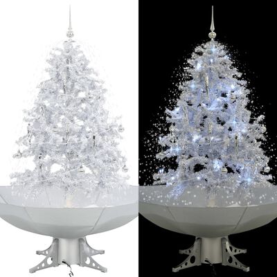 vidaXL Árvore de Natal c/ neve base formato guarda-chuva 140 cm branco