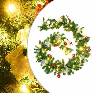 vidaXL Grinalda de Natal com luzes LED 2,7 m PVC verde