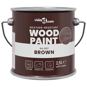 vidaXL Tinta para madeira Castanho 2,5 L Impress&atilde;o em parede