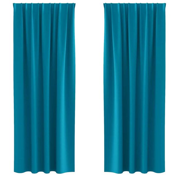 vidaXL Cortinas Blackout com Argolas 2 pcs Turquesa 245 x 140 cm