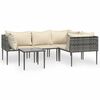 vidaXL 5 pcs conjunto lounge de jardim c/ almofad&otilde;es vime PE cinzento