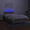 vidaXL Cama box spring c/ colch&atilde;o e LED 120x200 cm tecido cinza-claro