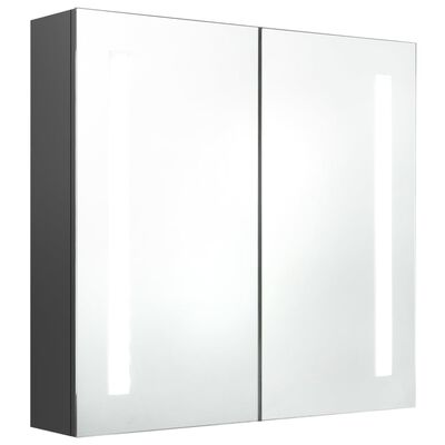 vidaXL Armário espelhado p/ casa de banho LED 62x14x60 cm cinzento