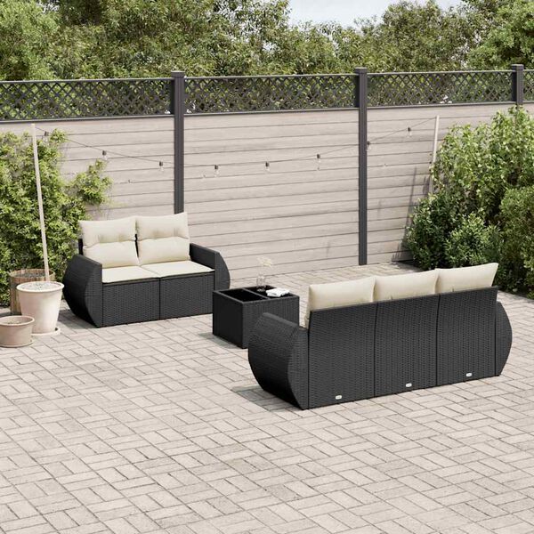 vidaXL 6 pcs conjunto sof&aacute;s de jardim c/ almofad&otilde;es vime PE preto