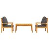 vidaXL 3 pcs conjunto lounge de jardim c/ almofadões acácia maciça