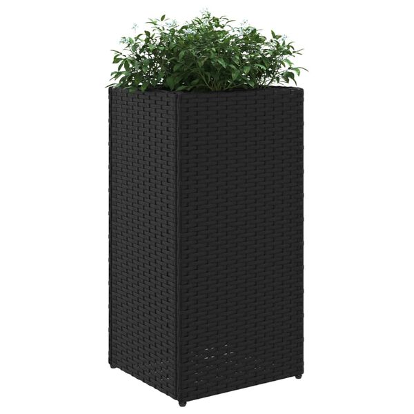 vidaXL Vaso/floreira de jardim 30x30x60 cm vime PE preto