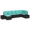 vidaXL Conjunto de Sof&aacute; de Jardim 7 unid. Preto vime PE